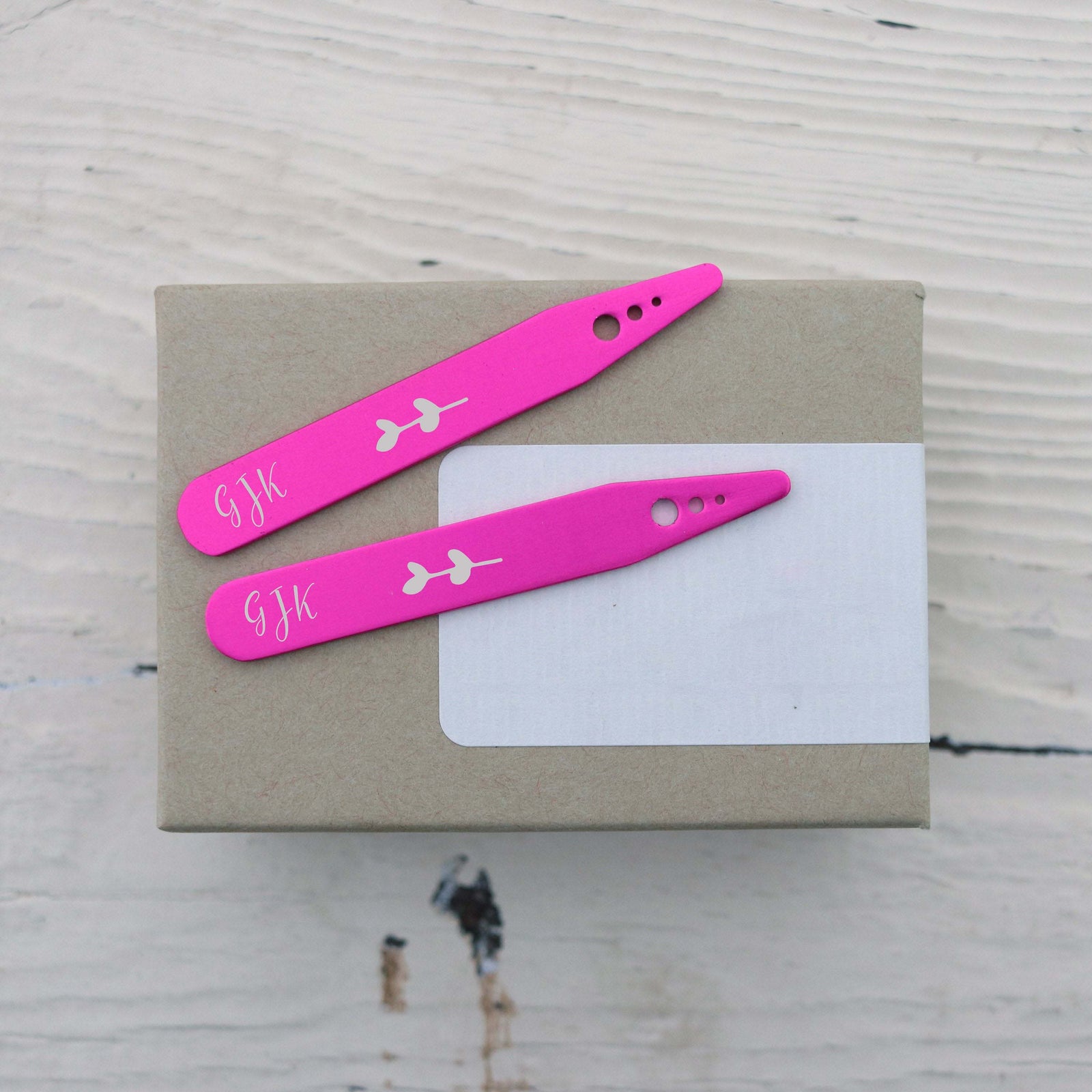 Hot Pink Collar Stays, Personalized for Groom, Anniversary Gift, LGC10507