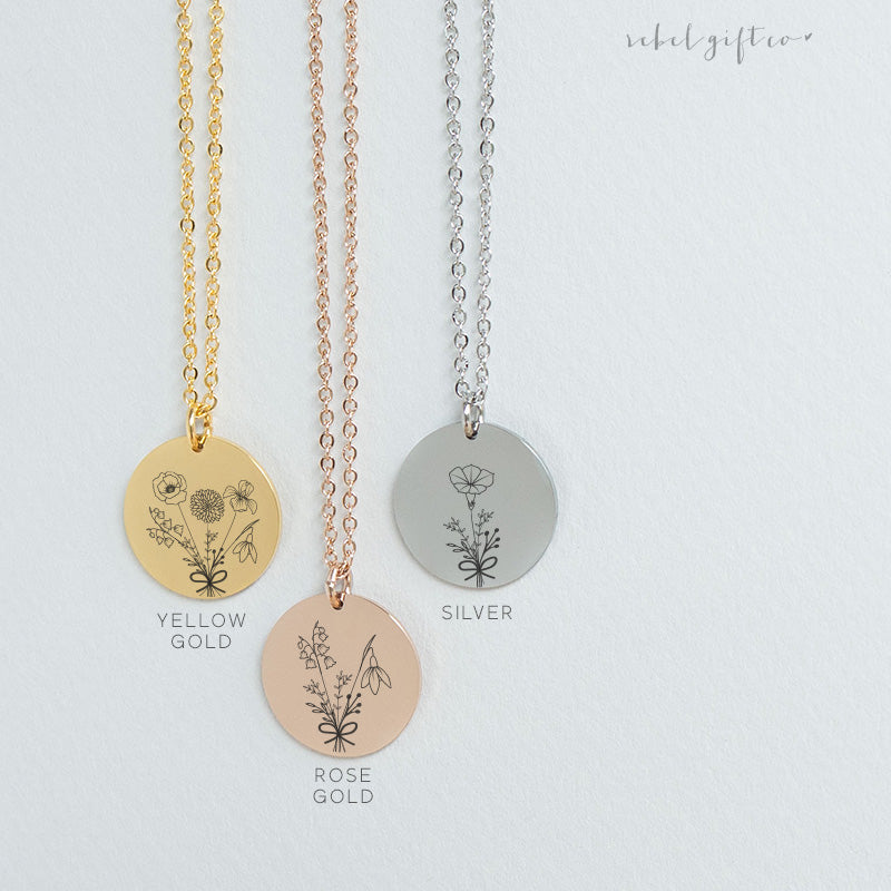 Pendant Necklace, Birth Month Floral Series, LXJC100241