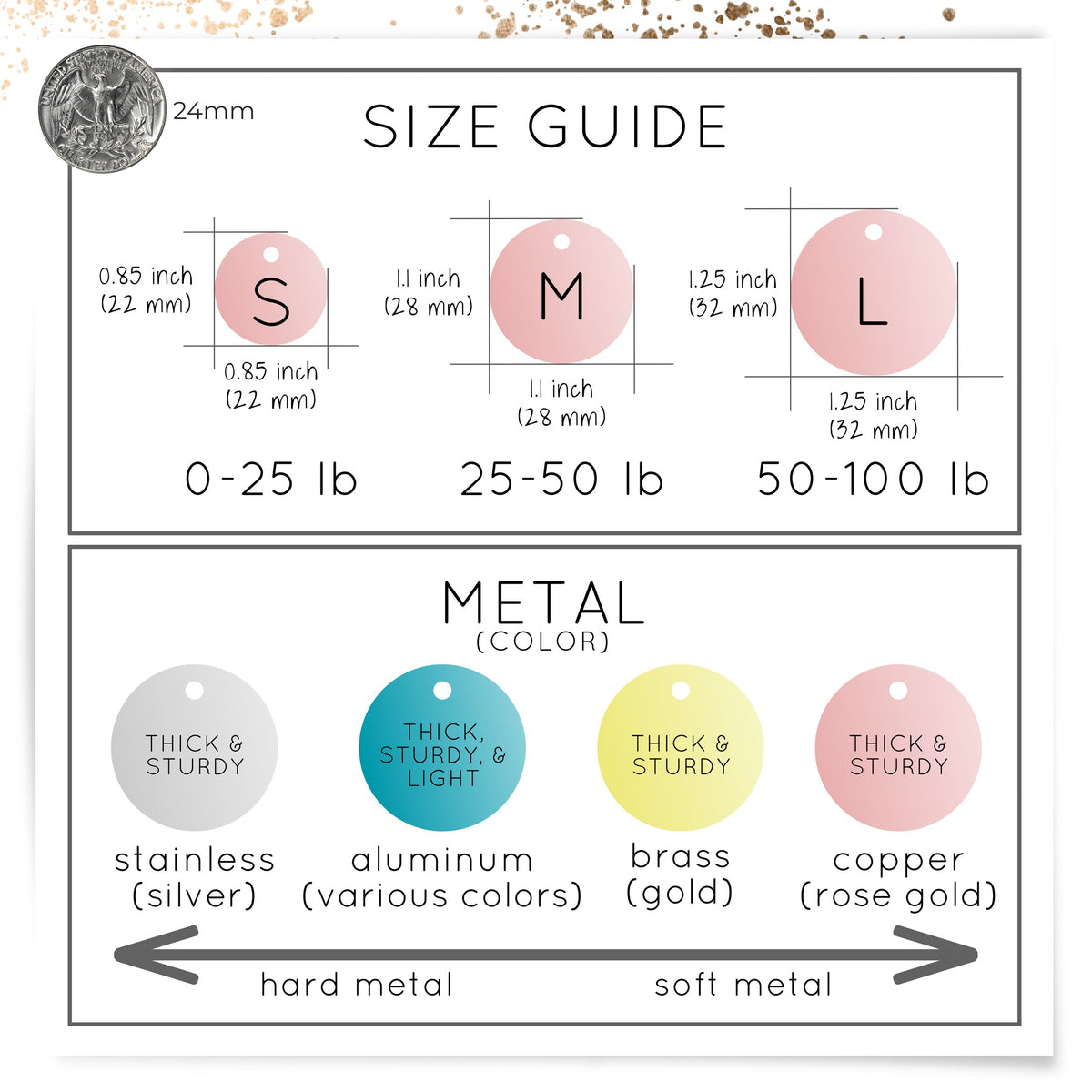 Engraved dog tag, personalized pet identification collar tag