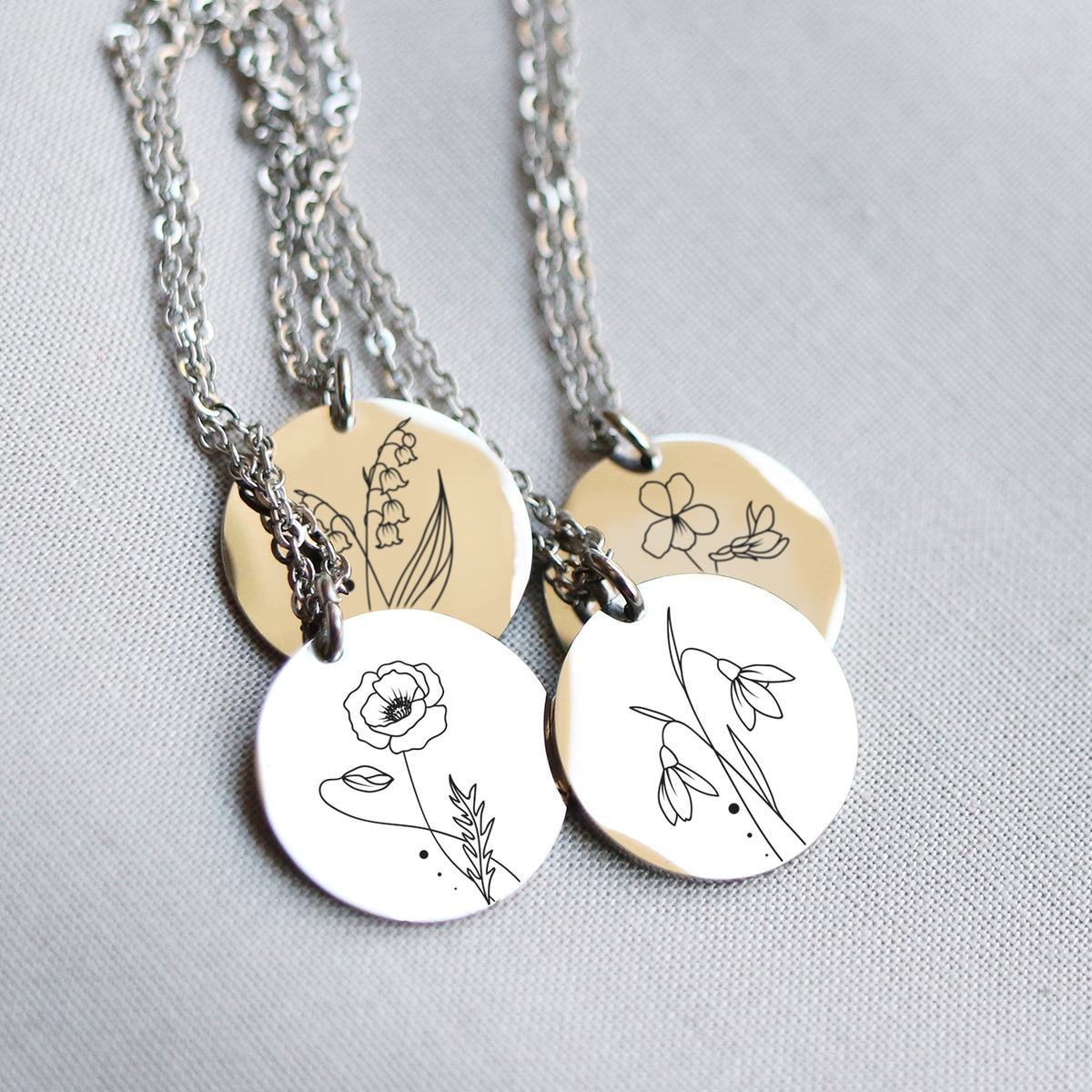 Pendant Necklace, Birth Month Floral Series, LXJC100241
