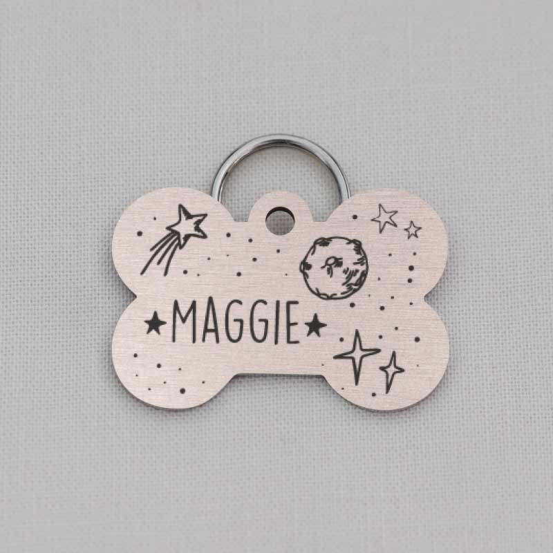 Bone Dog Tag, Pet ID Tag, Night Sky Series, LPT042