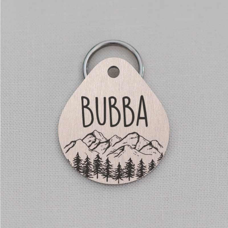 Teardrop Laser Engraved Dog Tag for Dog, Mountain Series, LPT057