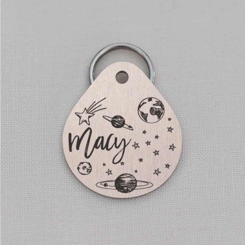 Teardrop Laser Engraved Dog Tag for Dog, Night Sky Series, LPT062