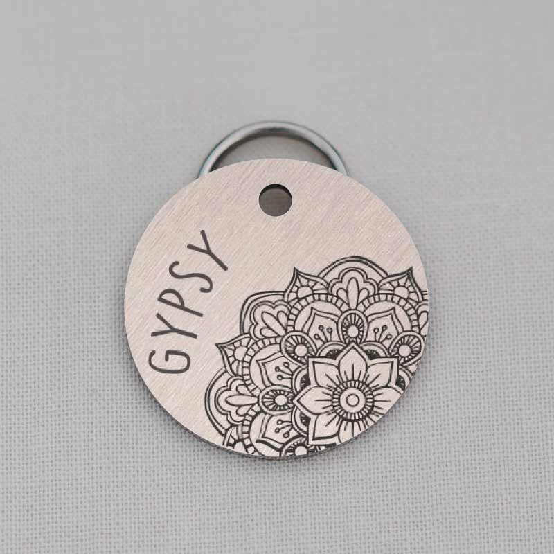Pet ID Tag, Dog Tag, Round Custom, Boho Series, LPTC10100