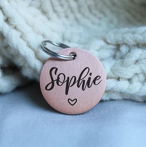 Engraved dog tag, personalized pet identification collar tag