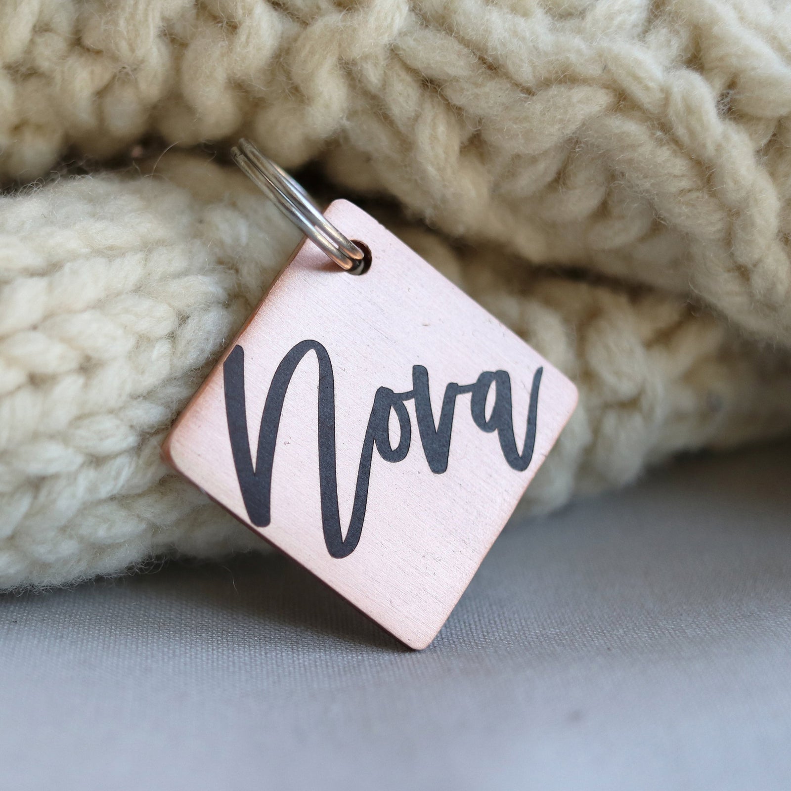 Engraved dog tag, personalized pet identification collar tag