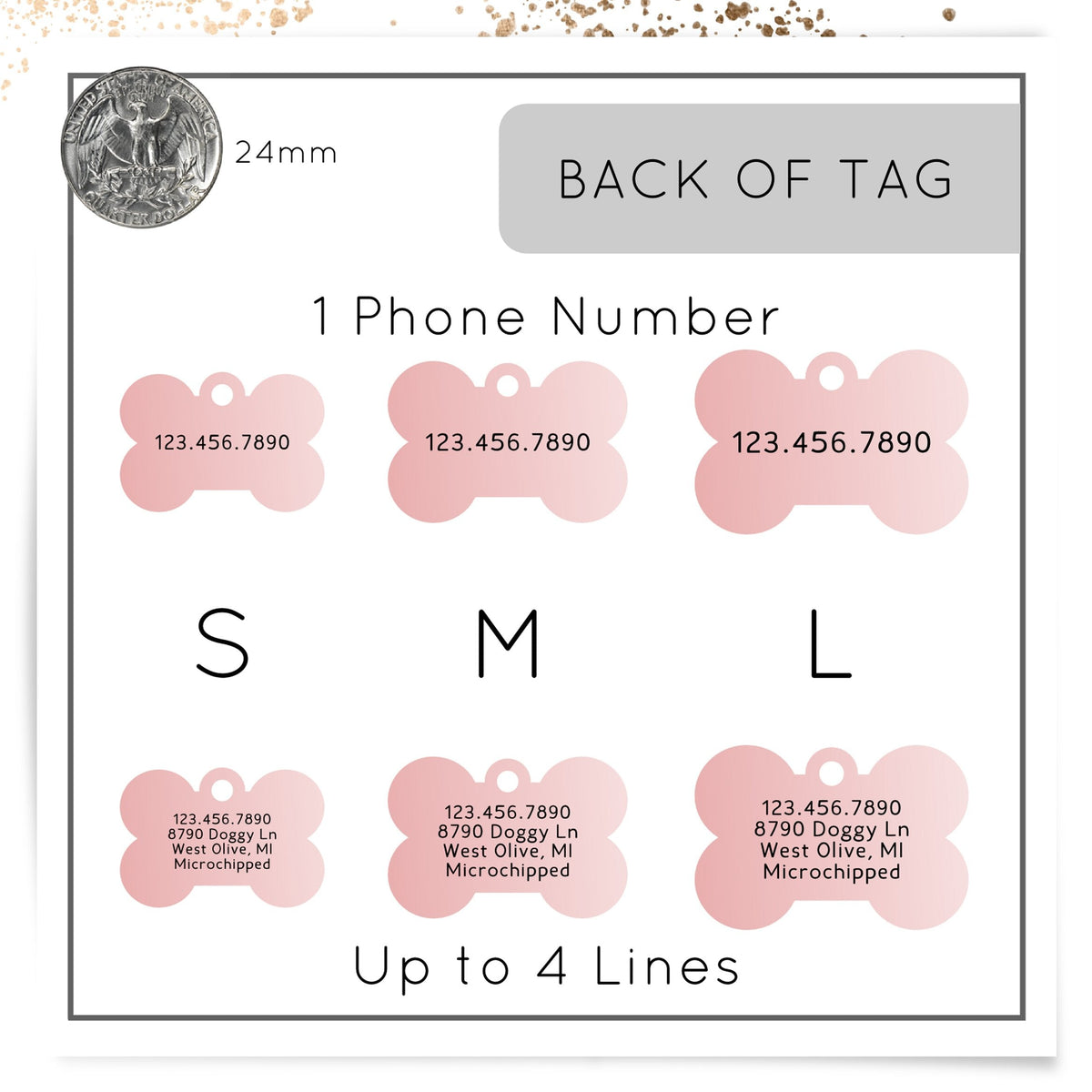 Engraved dog tag, personalized pet identification collar tag