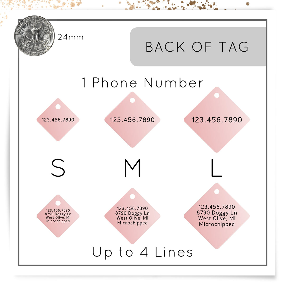 Engraved dog tag, personalized pet identification collar tag