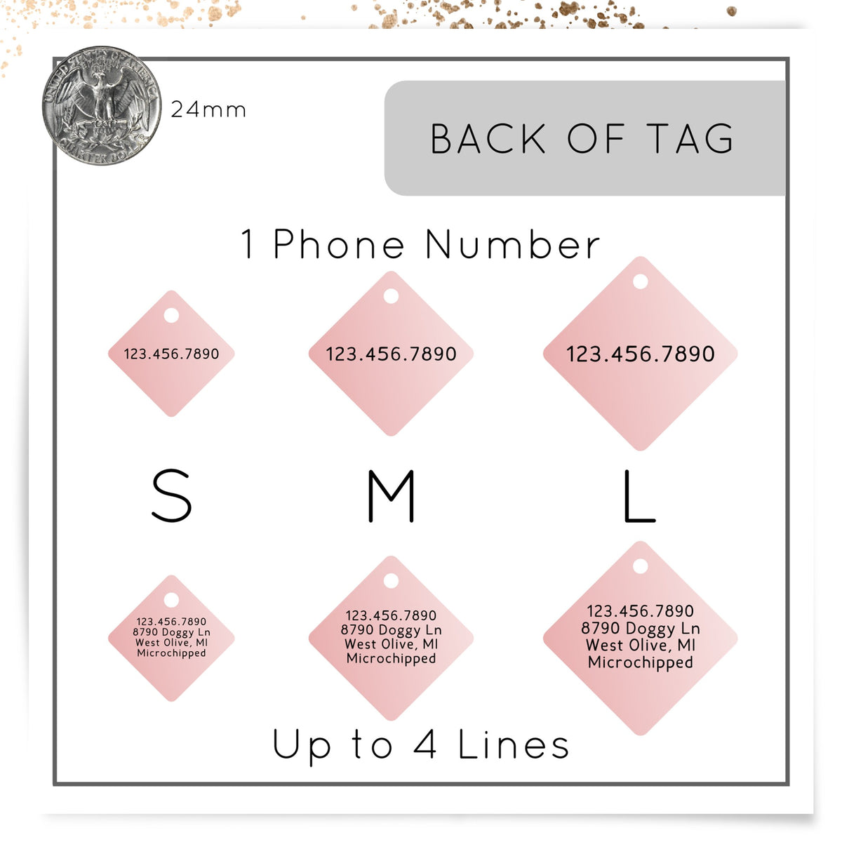 Engraved dog tag, personalized pet identification collar tag