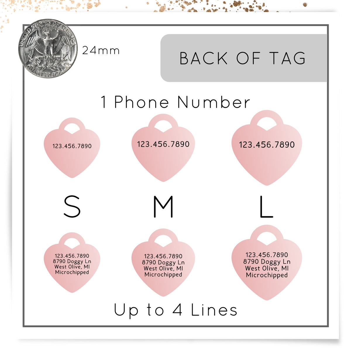 Engraved dog tag, personalized pet identification collar tag