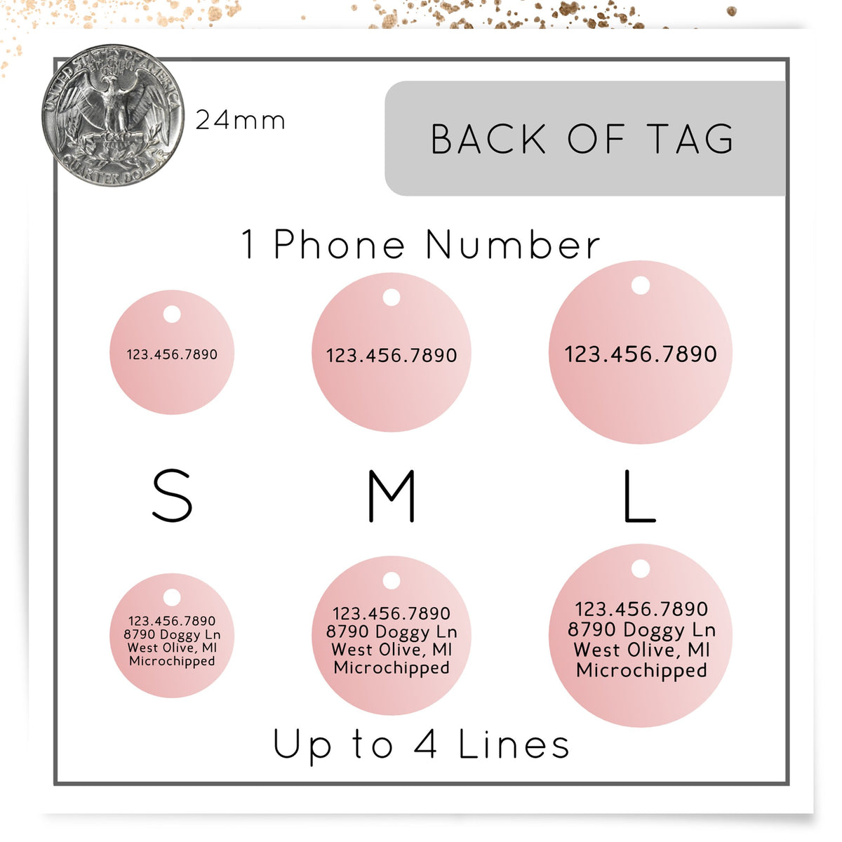 Engraved dog tag, personalized pet identification collar tag