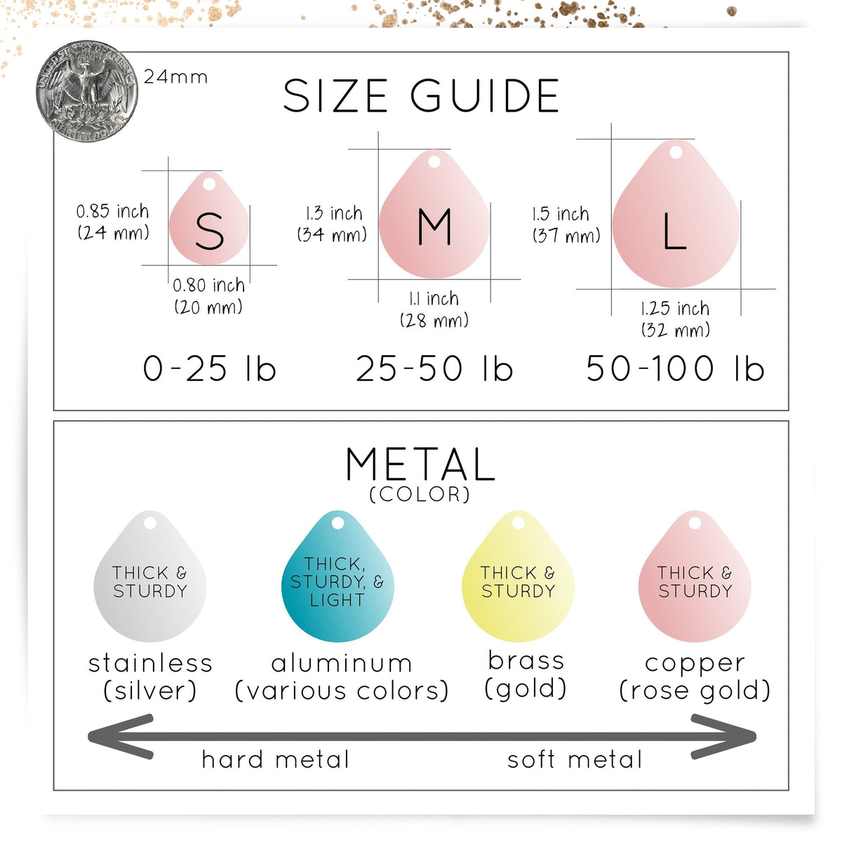 Raindrop Laser Engraved Dog Tag for Dog, Personalized Pet ID Tag, Cat Collar Tag, Double-sided