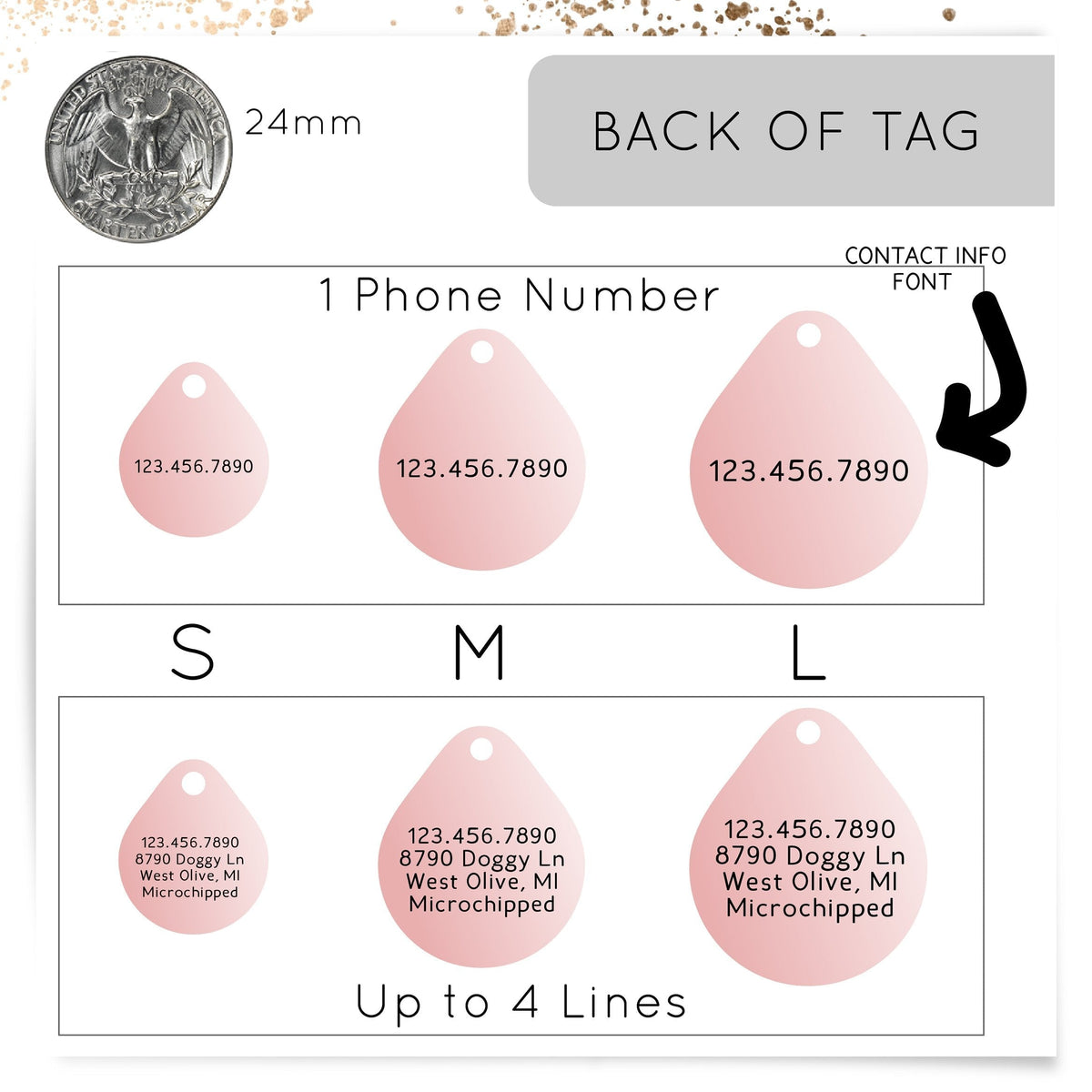 Raindrop Laser Engraved Dog Tag for Dog, Personalized Pet ID Tag, Cat Collar Tag, Double-sided