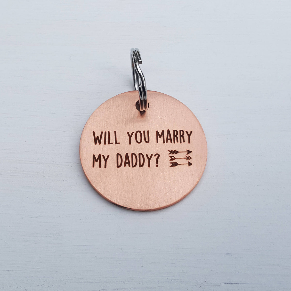 Round Dog Tag, Custom Pet ID Tag, Whimsical Gift, Personalized Cat Tag, Double Sided, Cute Collar Tag, Rose Gold, Proposal, LPTC10111