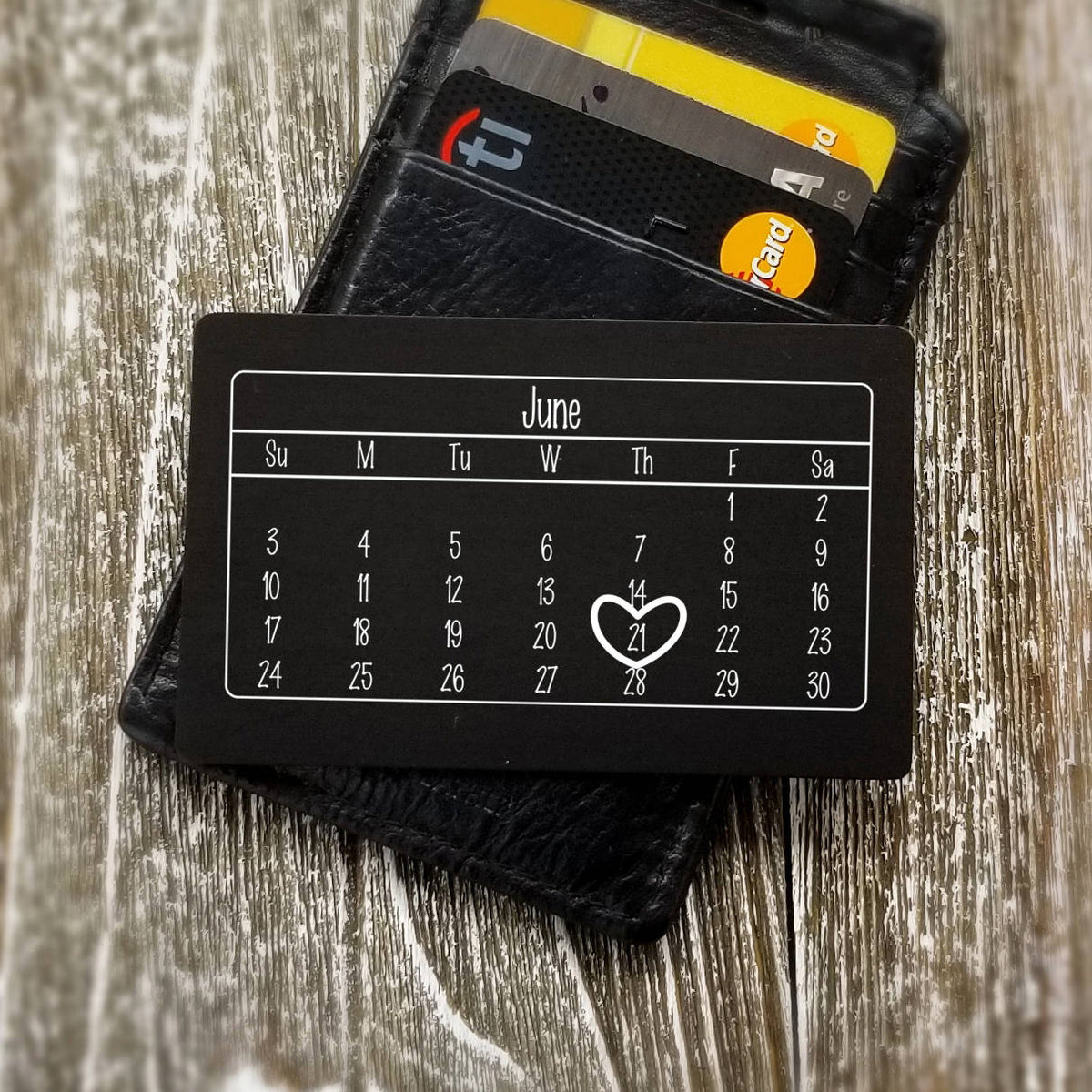 Special Gift for Groom from Bride Wedding Date Anniversary Calendar Personalized Wallet Card Metal Wallet Insert Gift for Men Red Gift