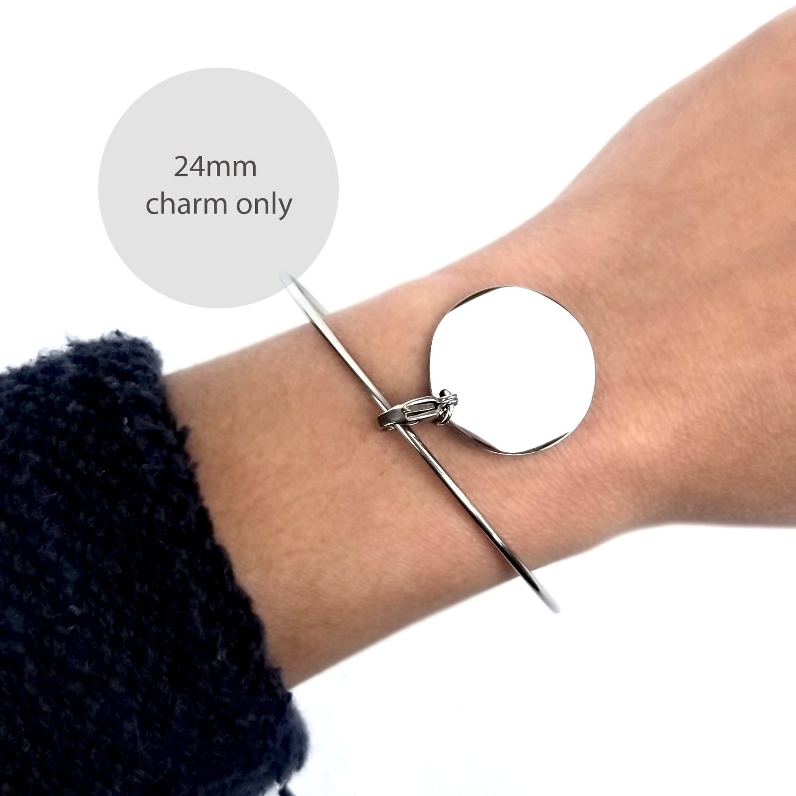 Laser Engraved Additional Large Charm, Extra Charms, Personalized for Bracelet, Logo, Custom Jewelry, Silver, LXJC100189