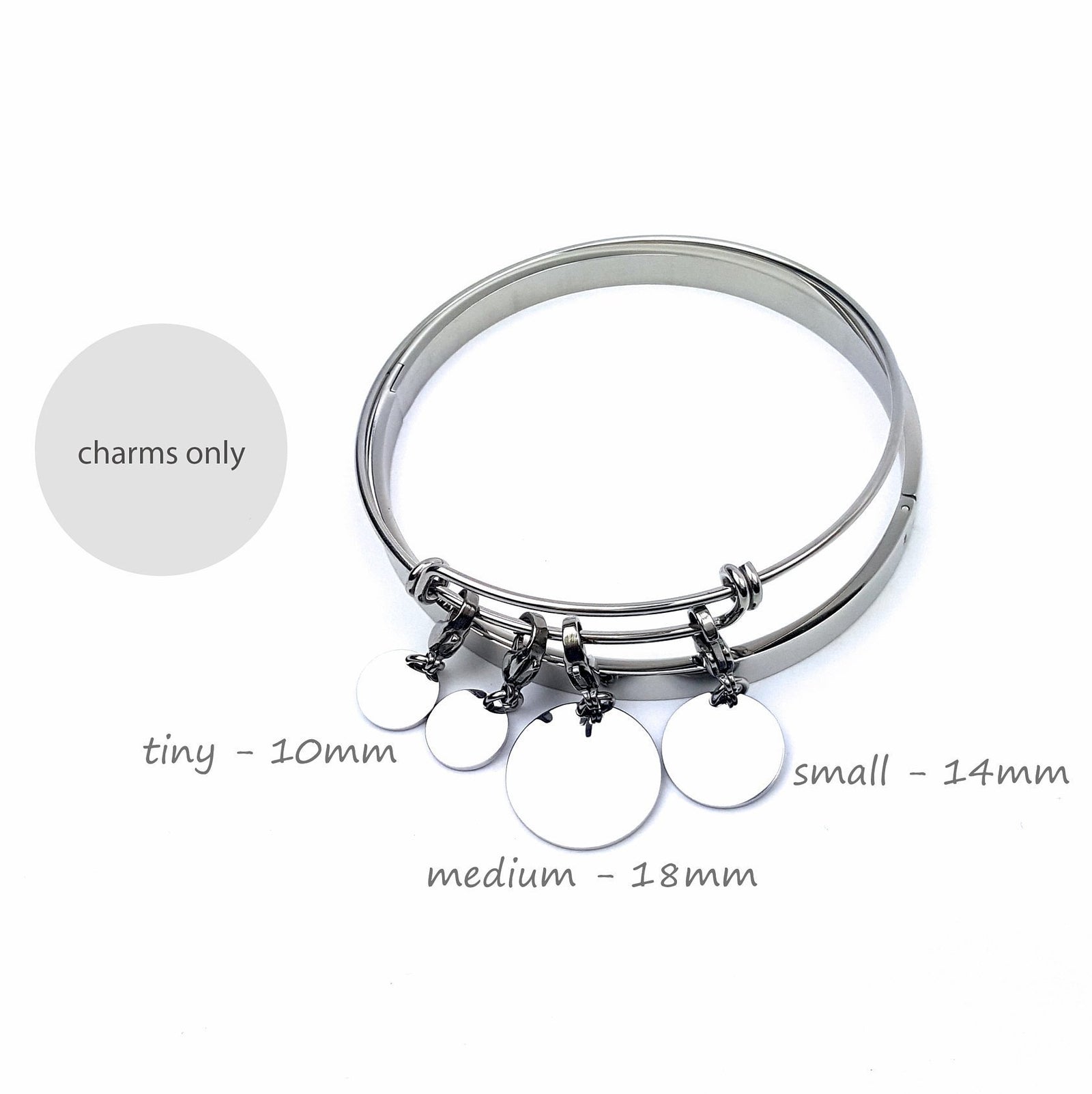 Laser Engraved Additional Medium Charm, Extra Charms, Personalized for Bracelet, Name, Custom Jewelry, Rose Gold, LXJC100188