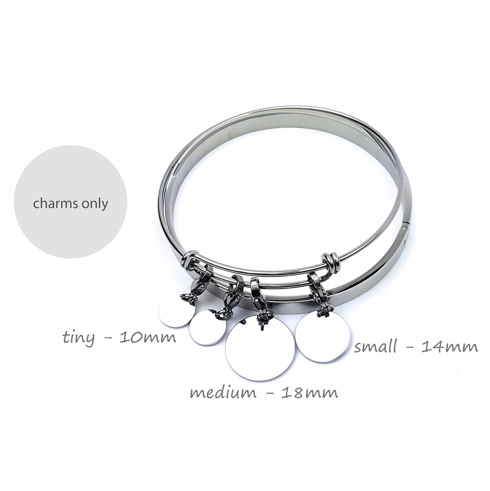 Laser Engraved Additional Small Charm, Extra Charms, Personalized for Bracelet, Bear Cubs, Custom Jewelry, Yellow Gold, LXJC100187