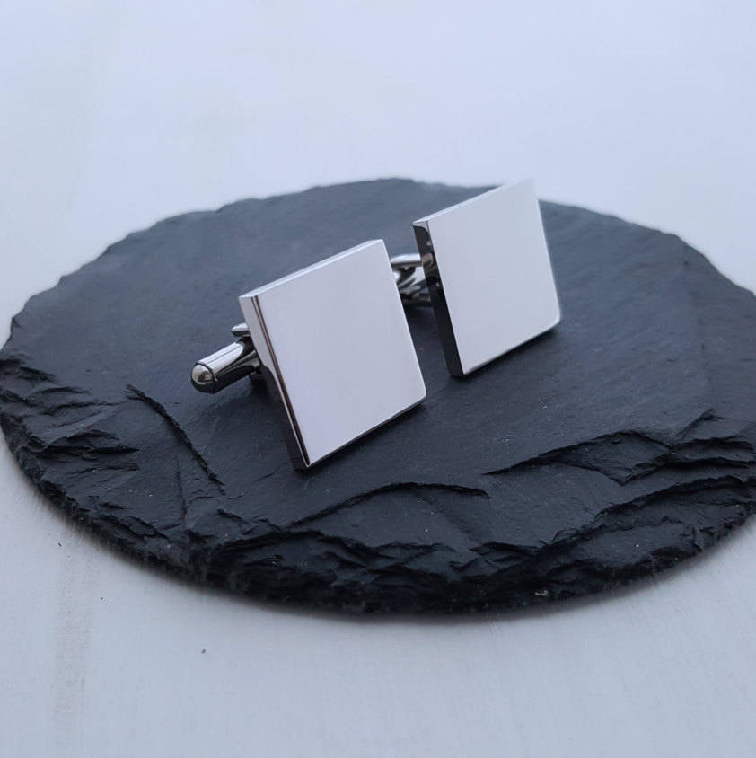 Laser Engraved Personalized Cufflinks , Gift for Dad, Father's Day, Square Metal Cuff link, Anniversary, LGC10097