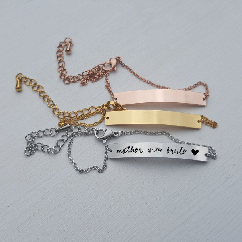 Laser Engraved Dainty Bar Bracelet, Gifts for Mom, Mother of the Bride or Groom Gift, Mother in Law Gift, Name, LGC10060