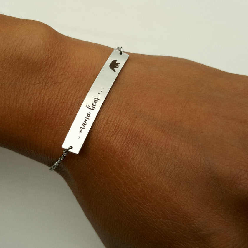 Laser Engraved Dainty Bar Bracelet, Gifts for Mom, Mother of the Bride or Groom Gift, Mother in Law Gift, Name, LGC10060