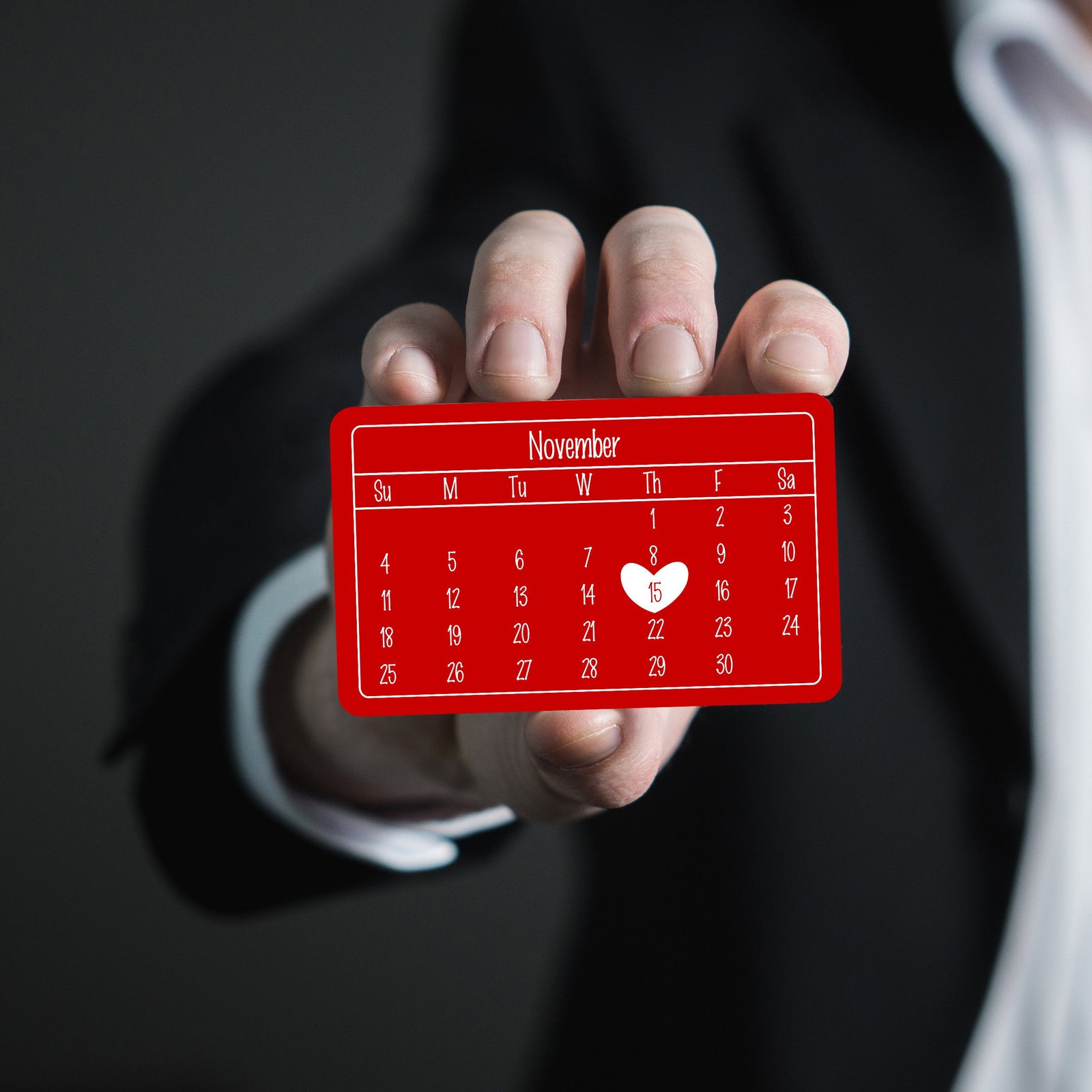 Special Gift for Groom from Bride Wedding Date Anniversary Calendar Personalized Wallet Card Metal Wallet Insert Gift for Men Red Gift