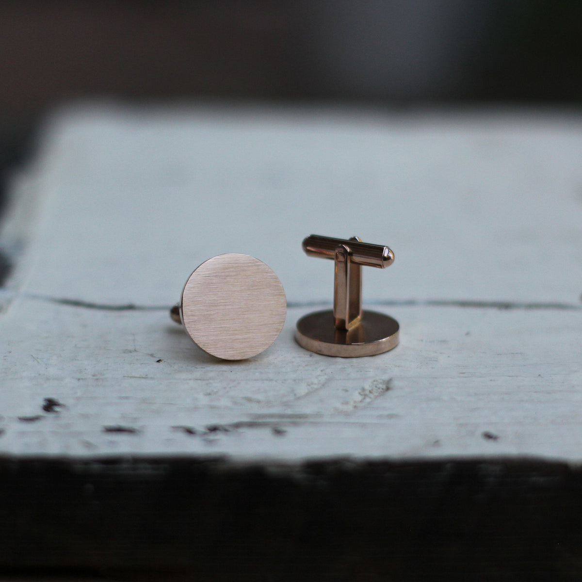 Mens Personalized Cufflinks, Laser Engraved Custom Cuff links, 18K Rose Gold Plated, Minimal Geometric Mountain Design, LGC10488