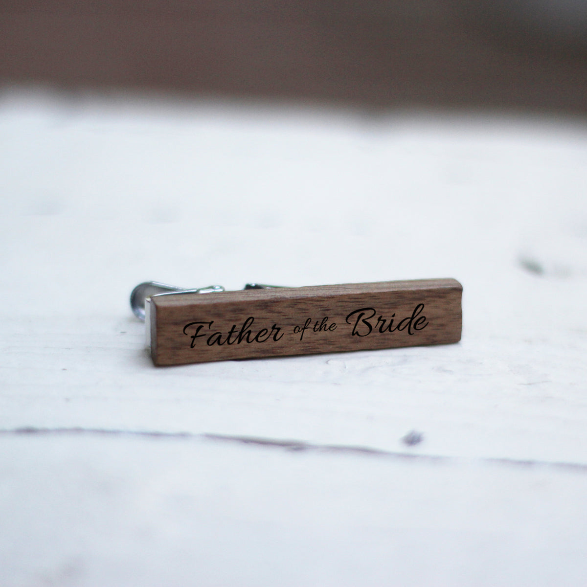 Laser Engraved Personalized Tie Bar, 5th Year Anniversary, Wedding Keepsake, Custom Clip, Wood, Gift for Groom, TBC10068