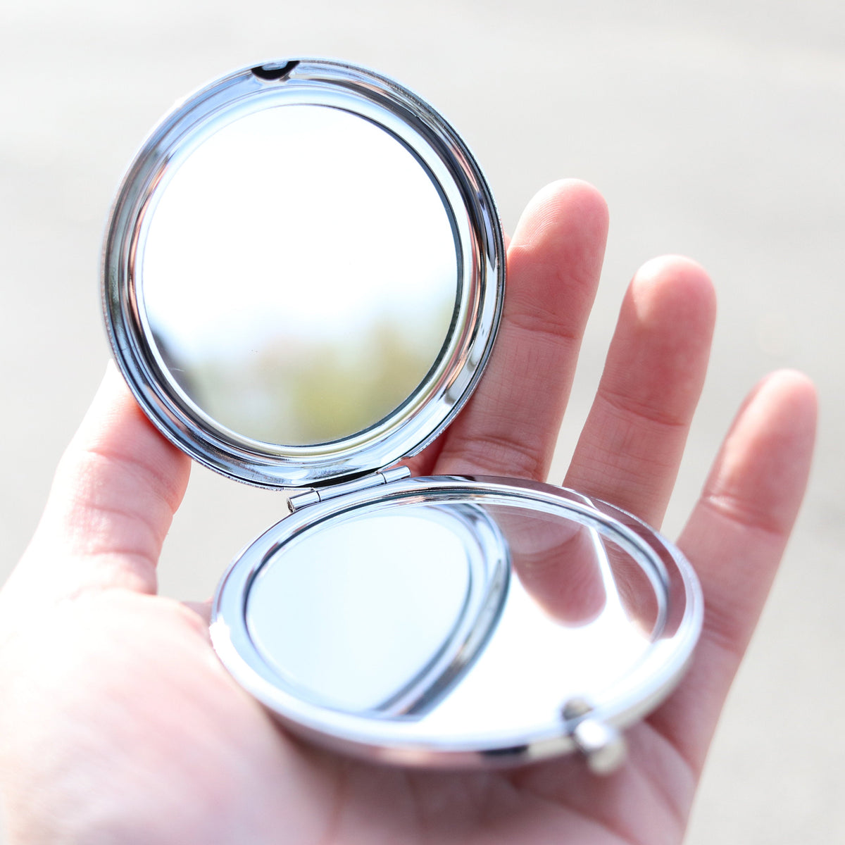 Personalized Pocket Mirror, Antiqued Copper Metal Compact, Magnified, Bridesmaid Gift, Wedding Keepsake, LGC10486