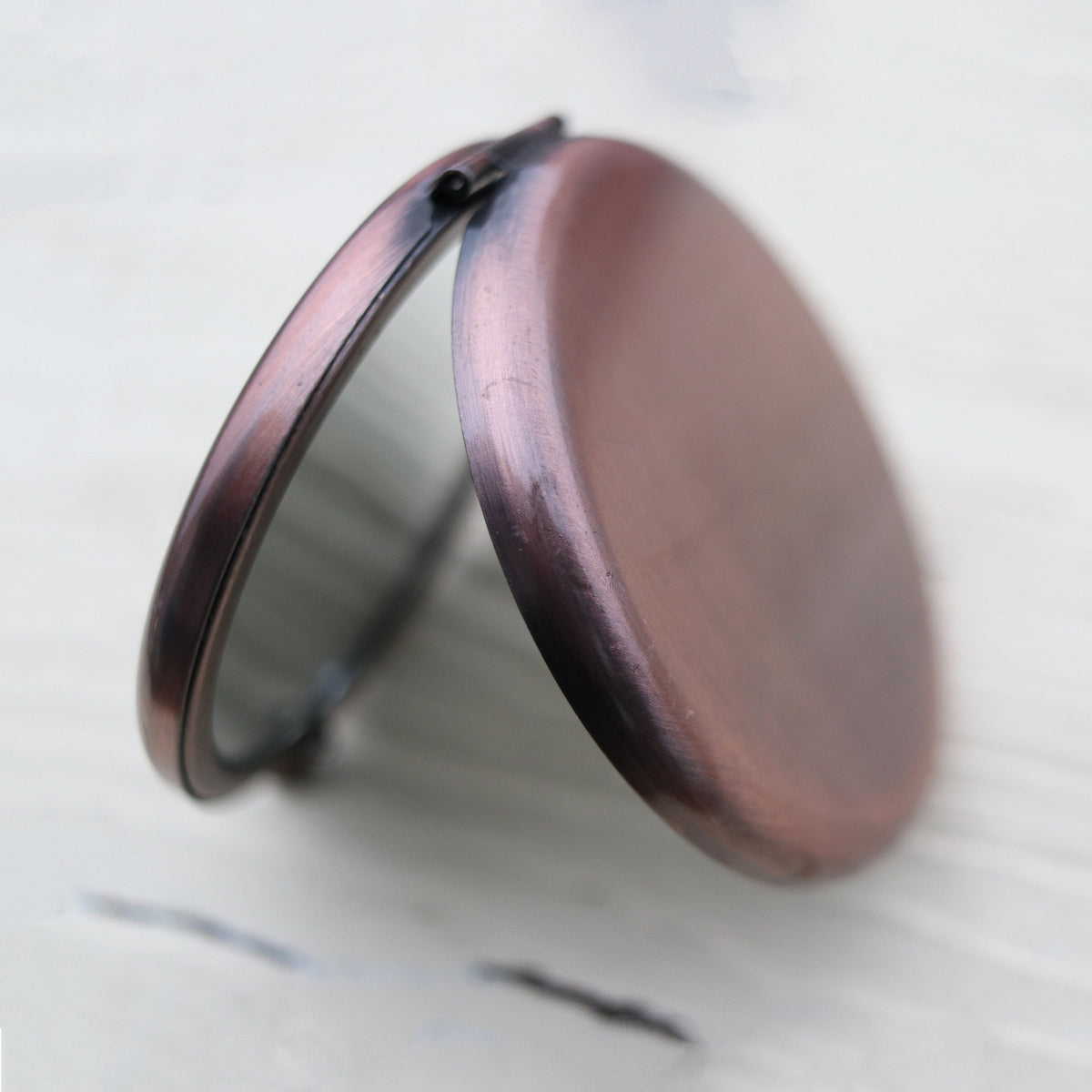 Personalized Pocket Mirror, Antiqued Copper Metal Compact, Magnified, Bridesmaid Gift, Wedding Keepsake, LGC10486