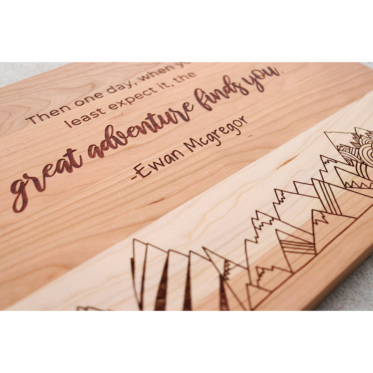 Laser Engraved Personalized Cutting Board,  Inspirational Quote, Wedding Gift, Great Adventure, LGC10475