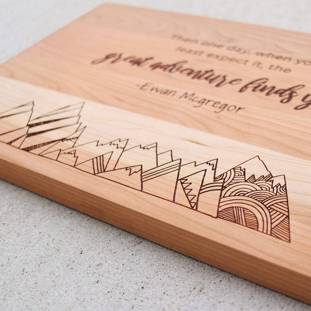 Laser Engraved Personalized Cutting Board,  Inspirational Quote, Wedding Gift, Great Adventure, LGC10475