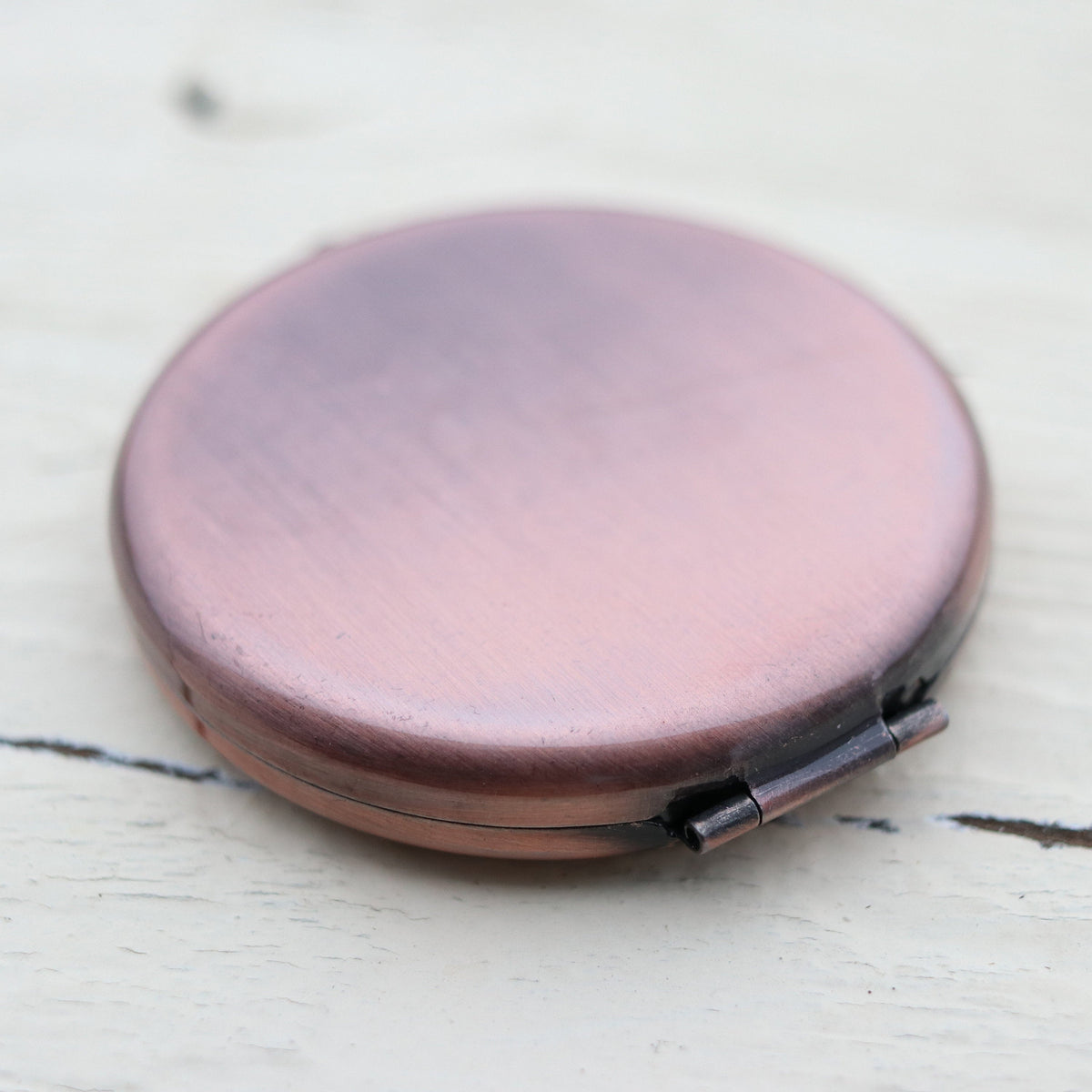 Personalized Pocket Mirror, Antiqued Copper Metal Compact, Magnified, Bridesmaid Gift, Wedding Keepsake, LGC10486