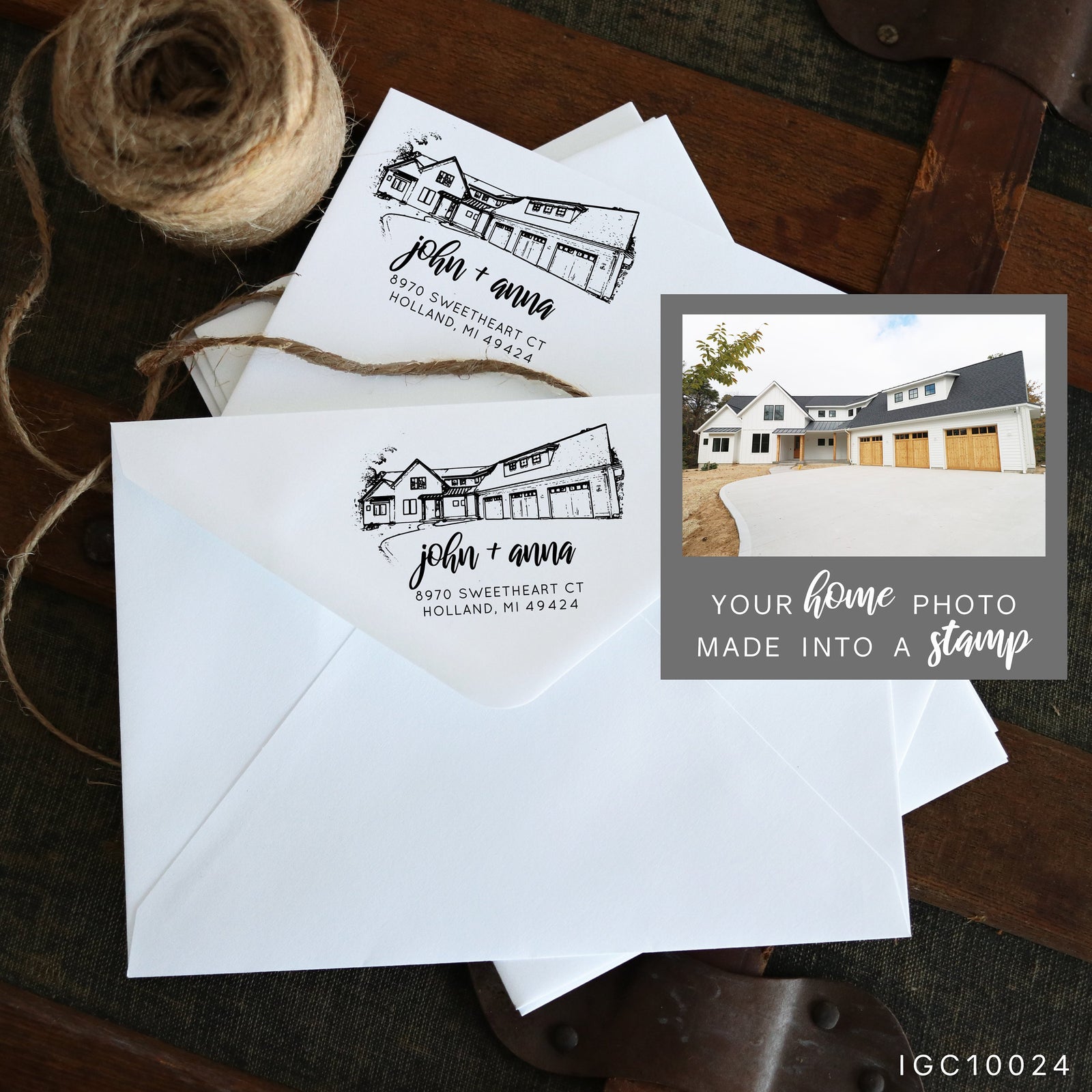 Custom Home Sketch Return Address Stamp, New Home Owner Gift, Personalized Wedding Invitation, Pre Inked, Self Inking,  LGC10493