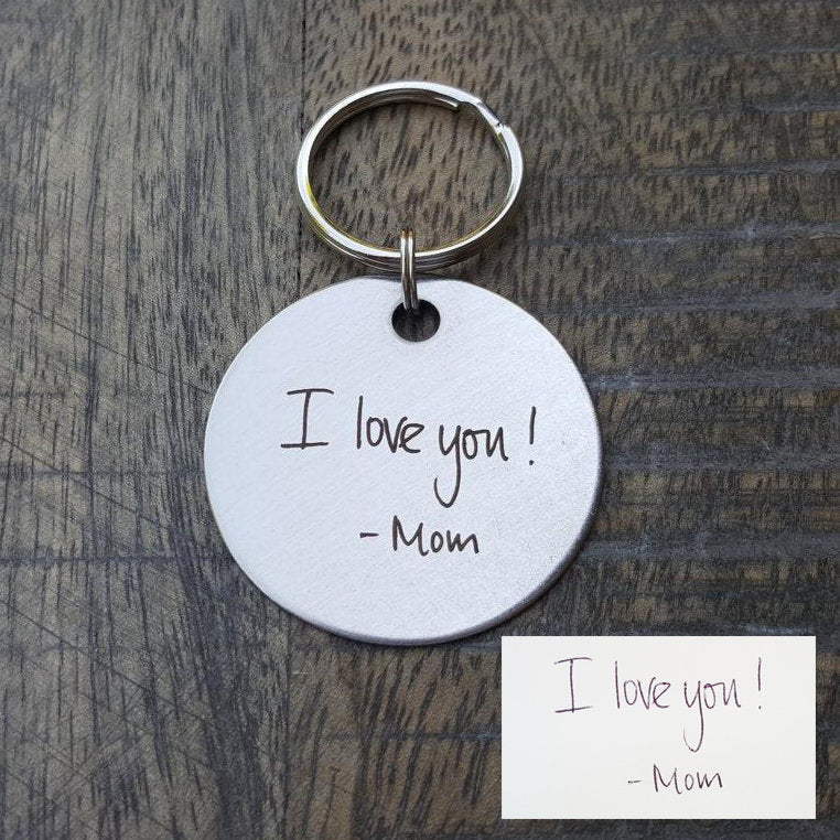 Laser Engraved Personalized Keychain, Stainless Steel, Custom Gift for Him or Her, Handwritten Key Chain, Actual Handwriting, LGC10133