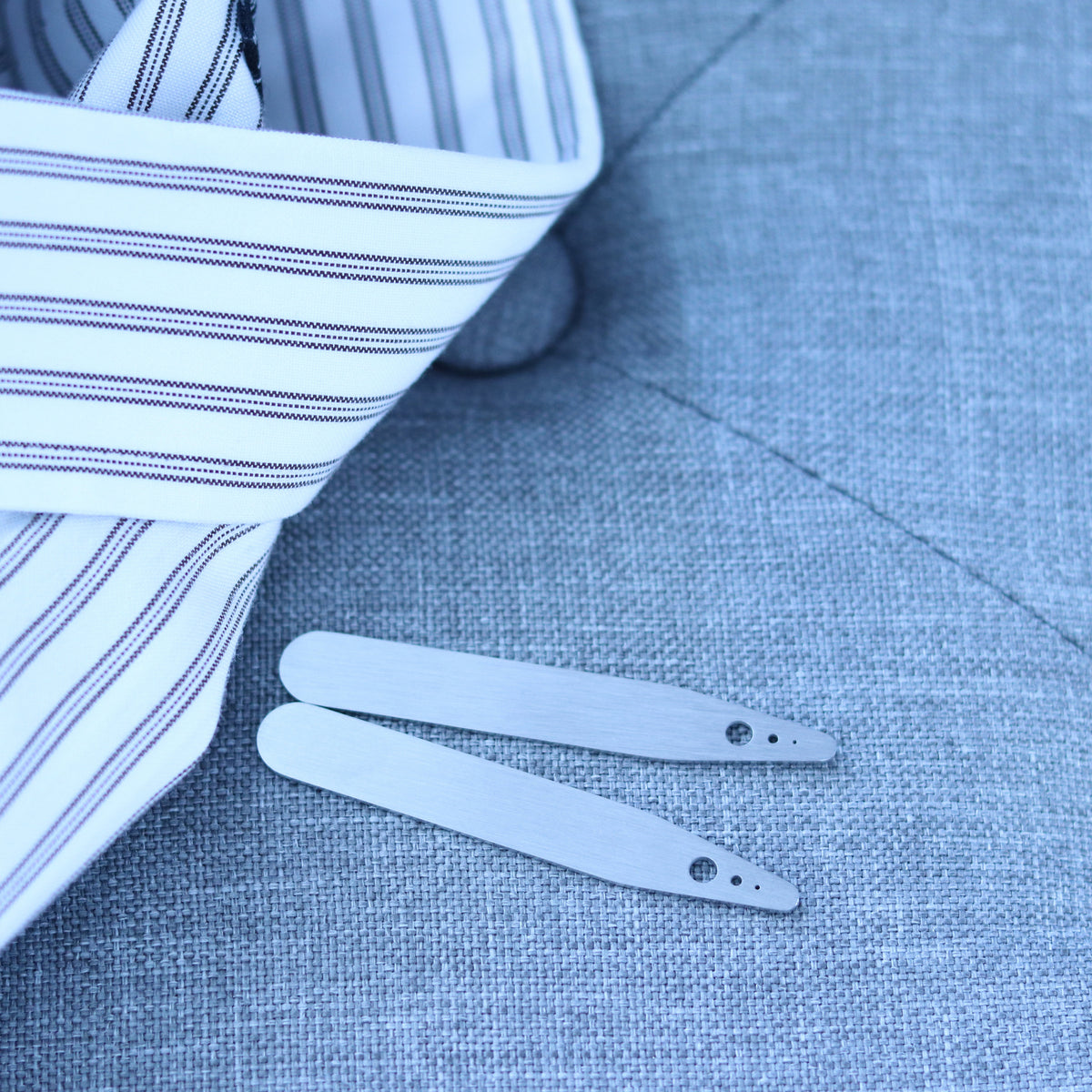 Laser Engraved Collar Stays for Husband, Custom Brushed Stainless Steel, Gift from Bride, LGC10490