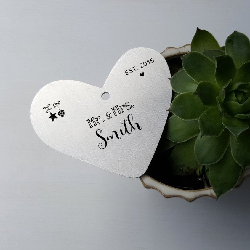 Laser Engraved Personalized Christmas Ornament, Couples First Home, New House, Heart-shaped, Custom Gift, LGC10179