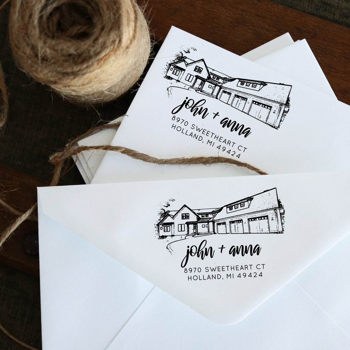 Custom Home Sketch Return Address Stamp, New Home Owner Gift, Personalized Wedding Invitation, Pre Inked, Self Inking,  LGC10493