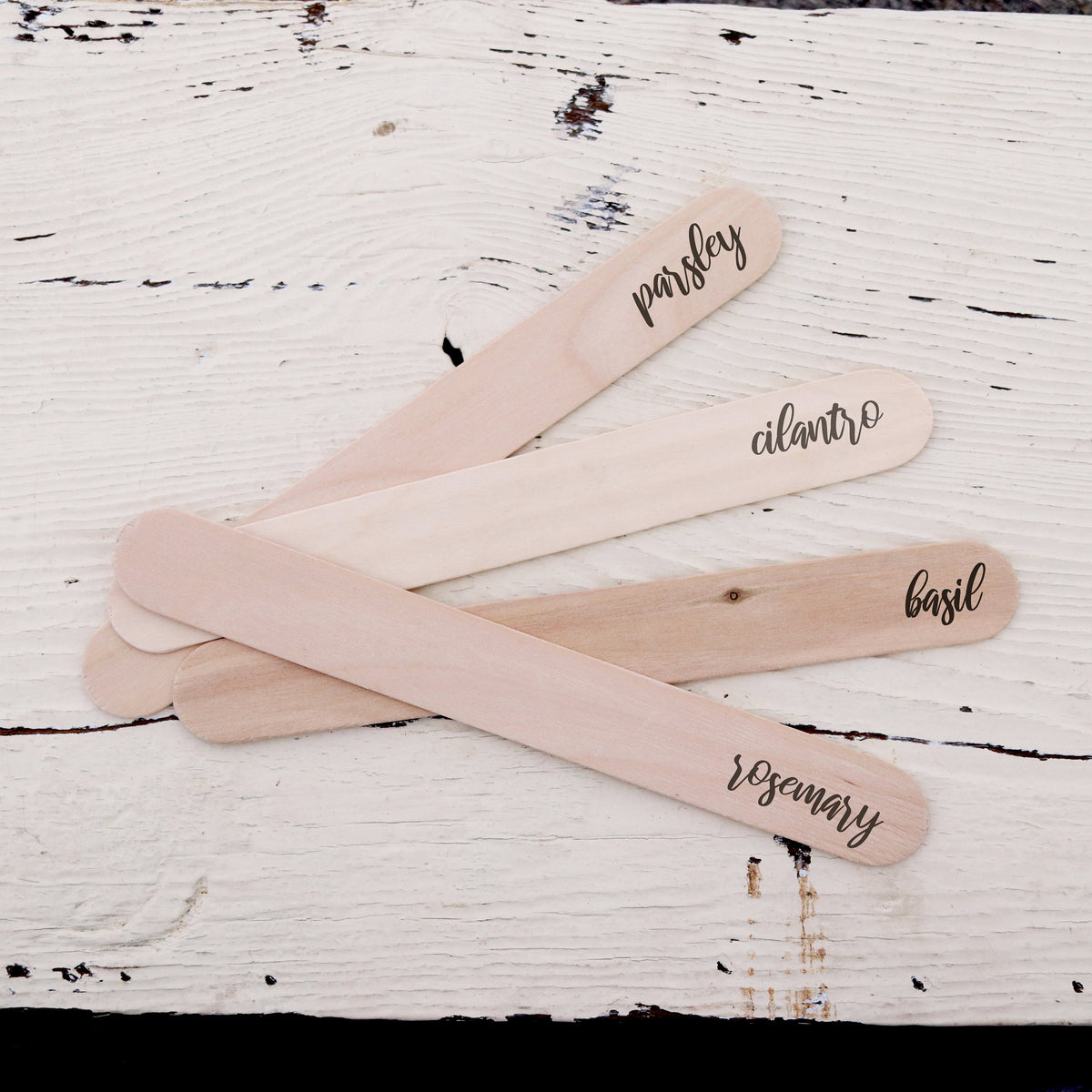 Laser Engraved Custom Set of 10 Eco-friendly Garden Markers, Gardening Popsicle Sticker Labels, Wood Plant Post, Herb Stake, FAM10042