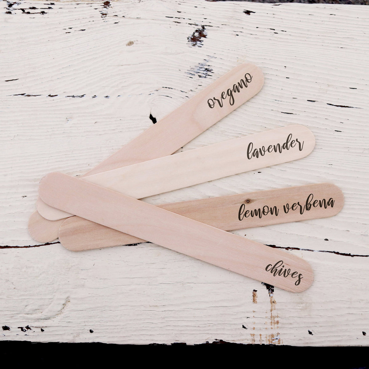 Laser Engraved Custom Set of 10 Eco-friendly Garden Markers, Gardening Popsicle Sticker Labels, Wood Plant Post, Herb Stake, FAM10042