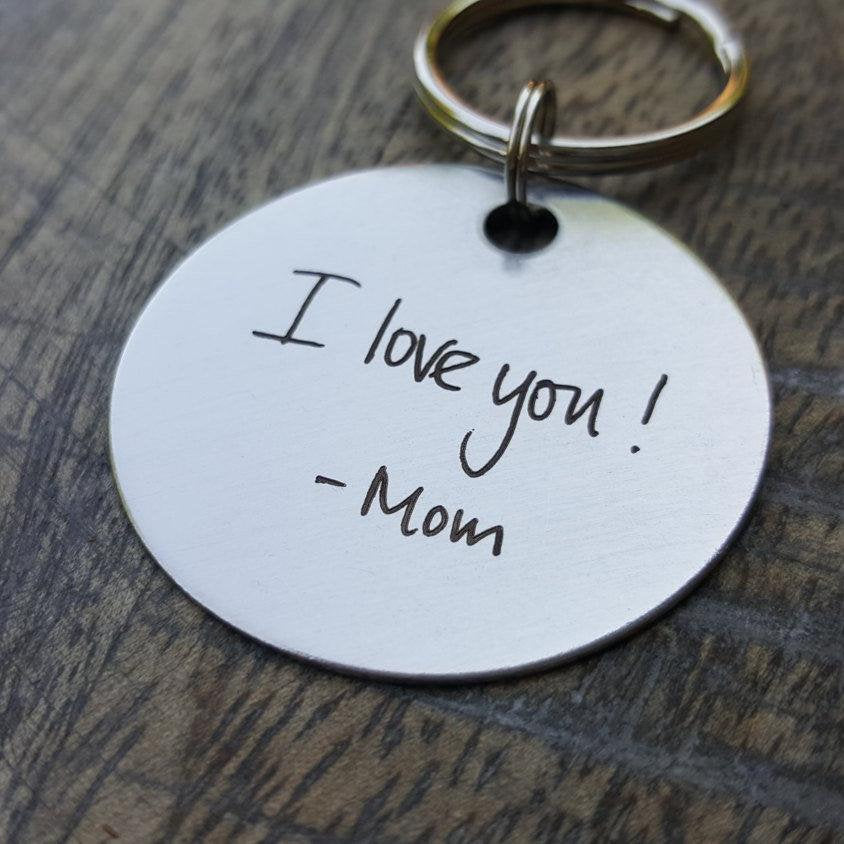 Laser Engraved Personalized Keychain, Stainless Steel, Custom Gift for Him or Her, Handwritten Key Chain, Actual Handwriting, LGC10133