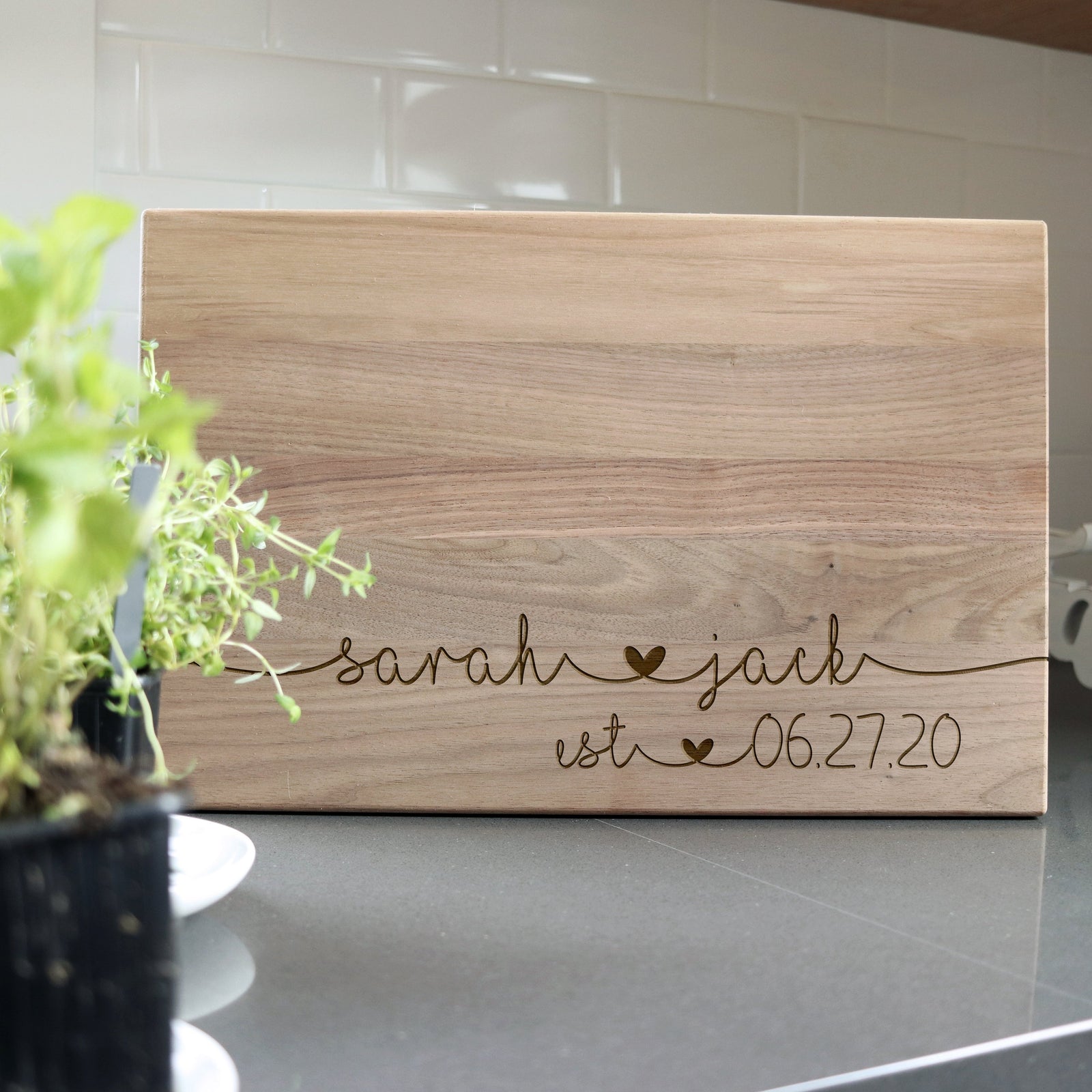 Laser Engraved Personalized Cutting Board, Custom Wedding Gift for Couple, FAM10043