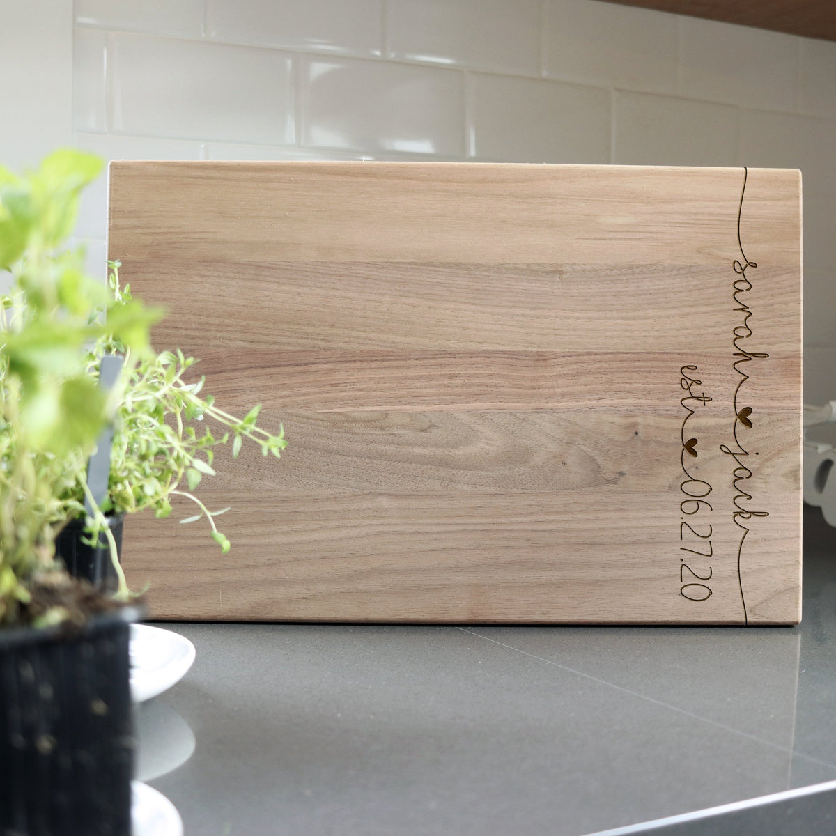 Laser Engraved Personalized Cutting Board, Custom Wedding Gift for Couple, FAM10043