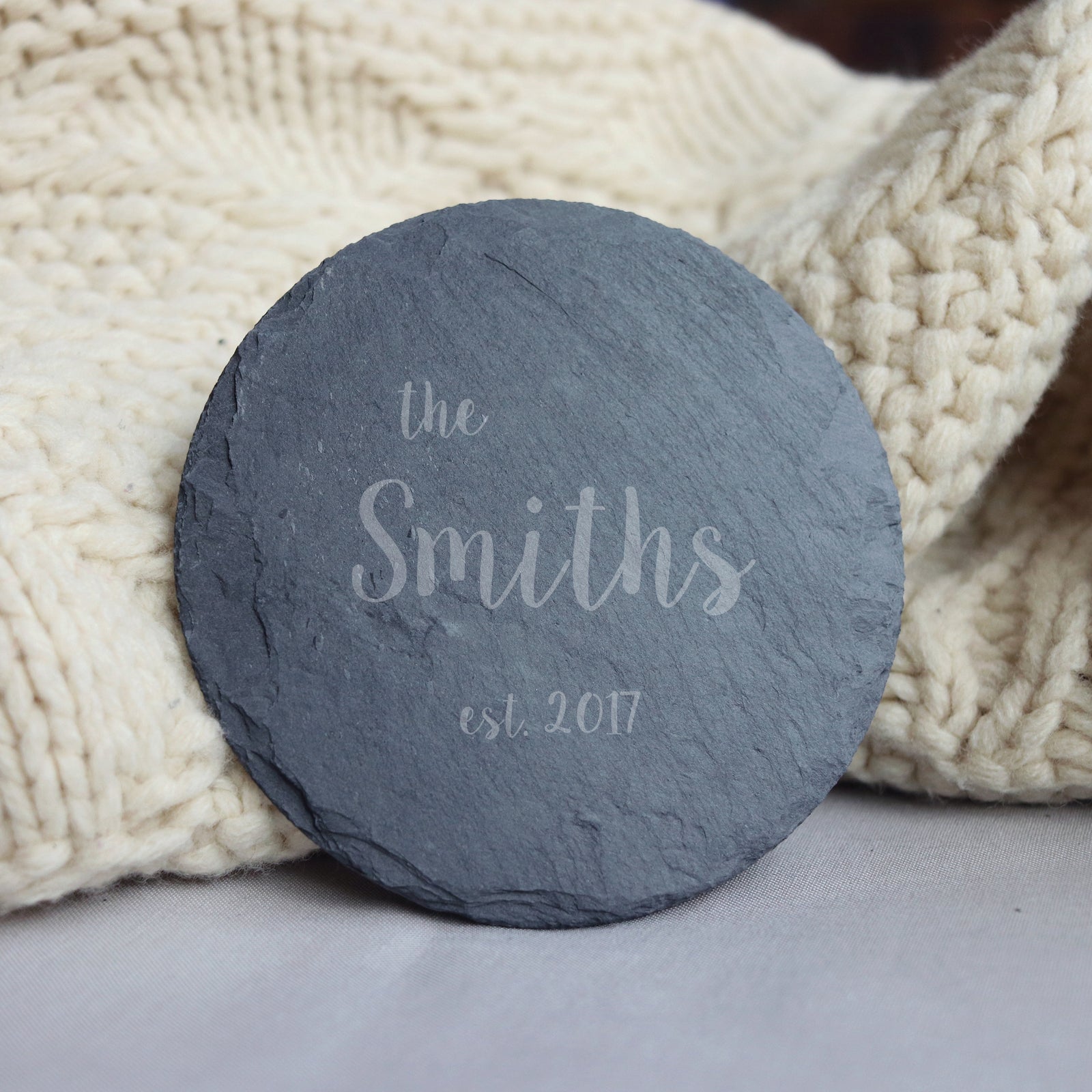 Laser Engraved Personalized Slate Coasters,  Personalized Coaster, Custom Wedding Gift for Couple, FAM10041