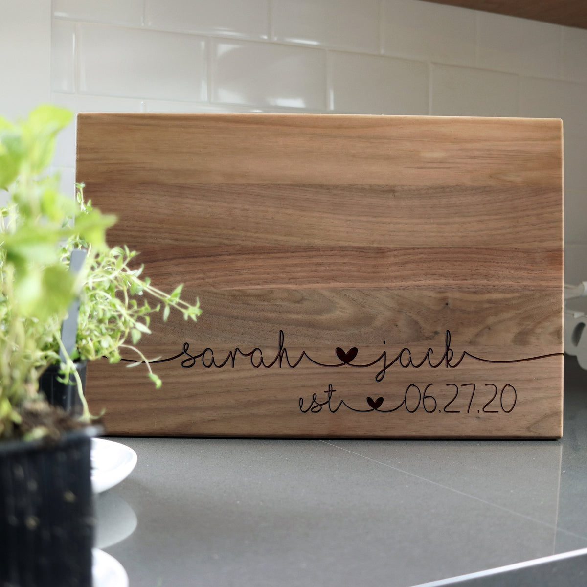 Laser Engraved Personalized Cutting Board, Custom Wedding Gift for Couple, FAM10043