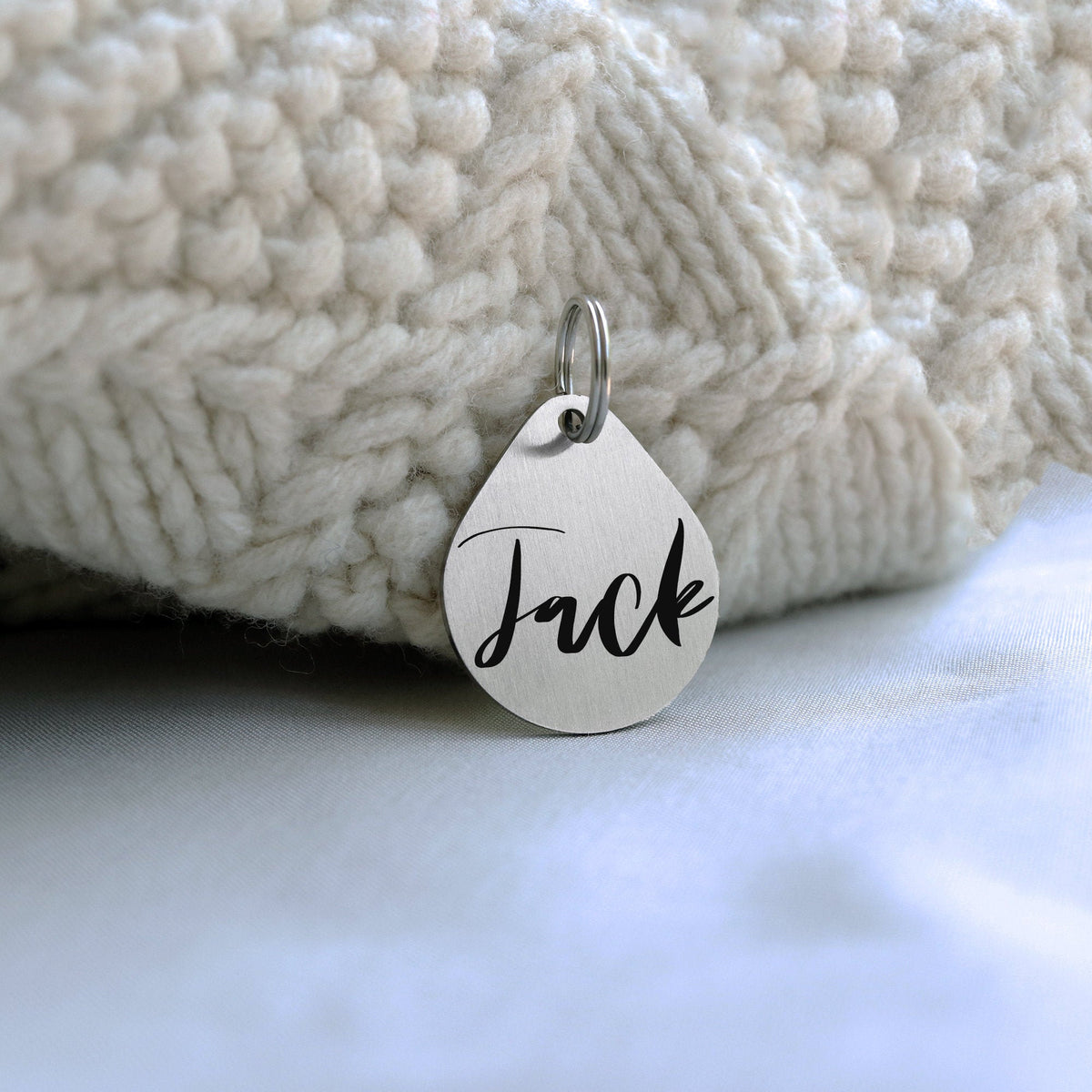 Raindrop Laser Engraved Dog Tag for Dog, Personalized Pet ID Tag, Cat Collar Tag, Double-sided