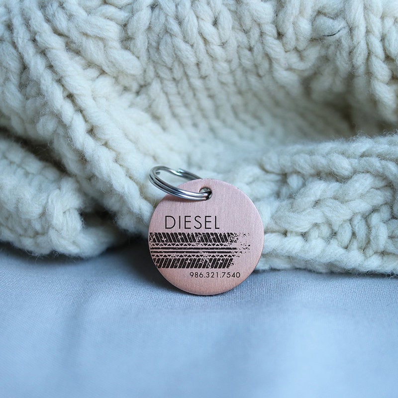 Round Manly Father's Day Gift, Engraved Dog Tag for Dog, Personalized Pet ID Tag, Cat Collar Tag, Double-sided